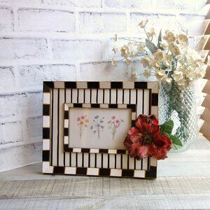 Black White Check Picture Frame Rustic French Country Decor Checks Stripes Decor